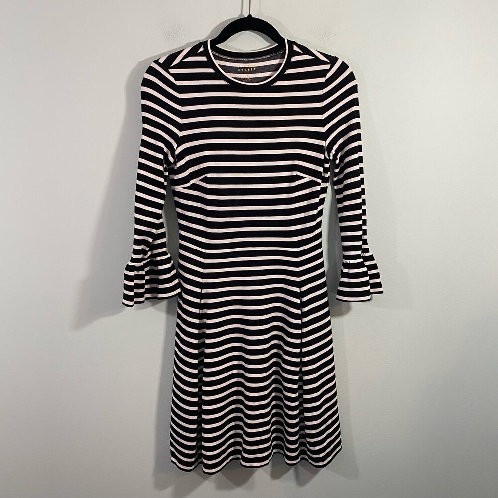 Broome Street Kate Spade Women's Black & White Striped Fit & Flare Dress Size XS